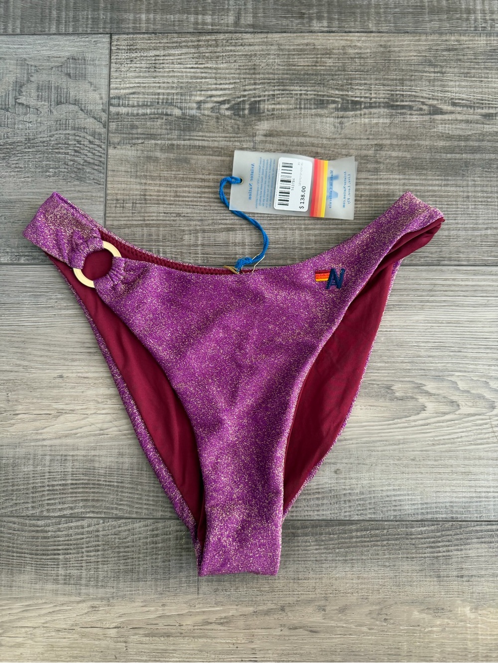 Aviator Nation Purple Sparkle Bikini Bottom